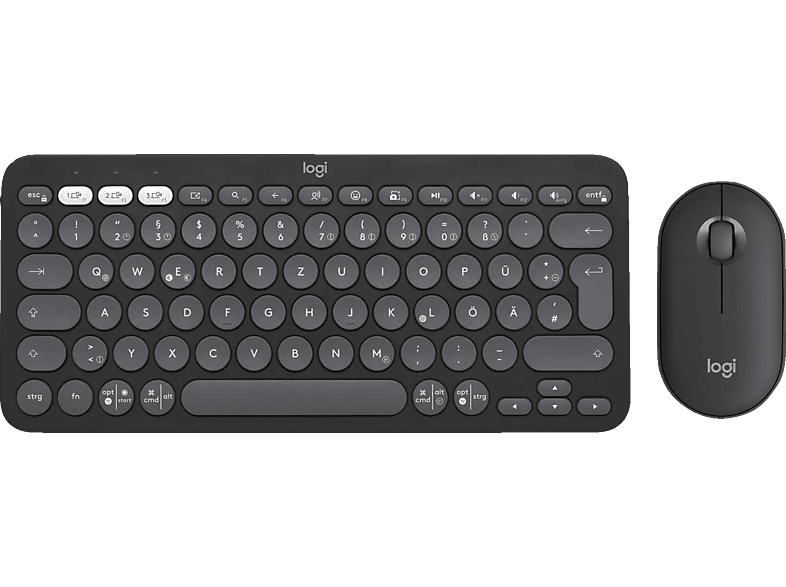 LOGITECH Pebble 2 Combo, Easy-Switch für Windows, macOS, iPadOS, Chrome, Tastatur & Maus Set, Kabellos, Graphite von LOGITECH