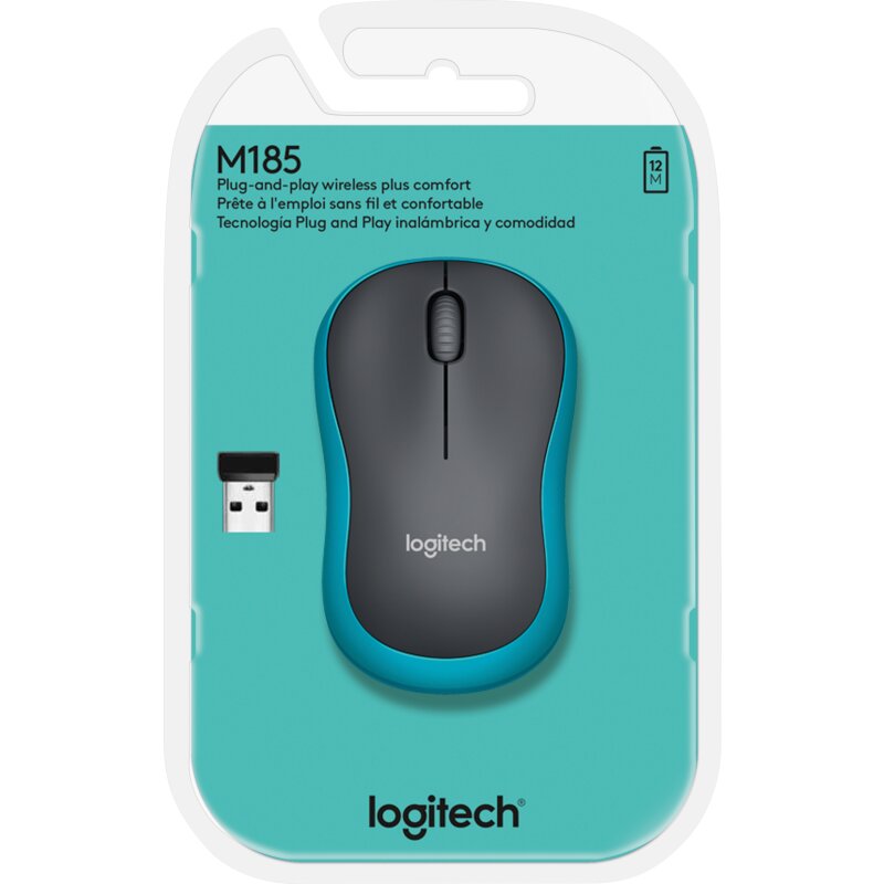 Logitech Maus M185, Wireless, blau von LOGITECH