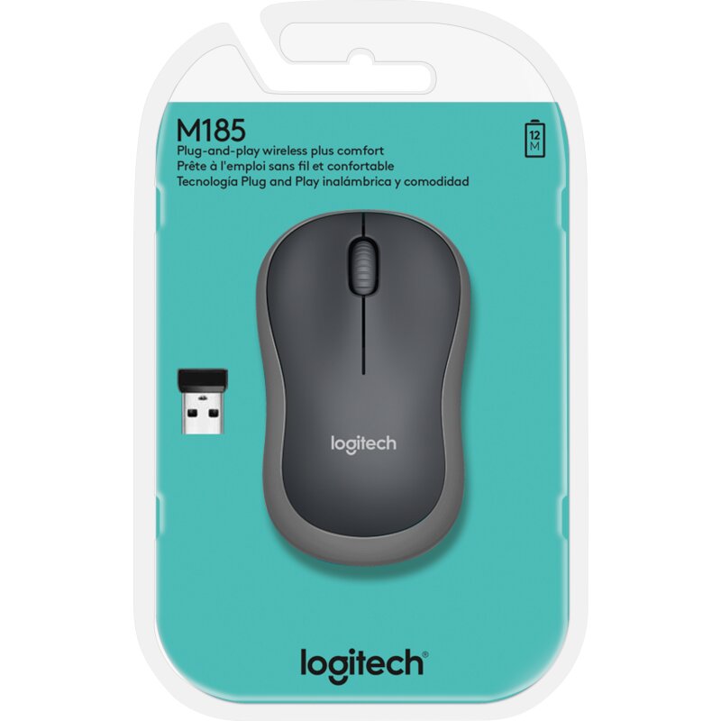 Logitech Maus M185, Wireless, grau von LOGITECH