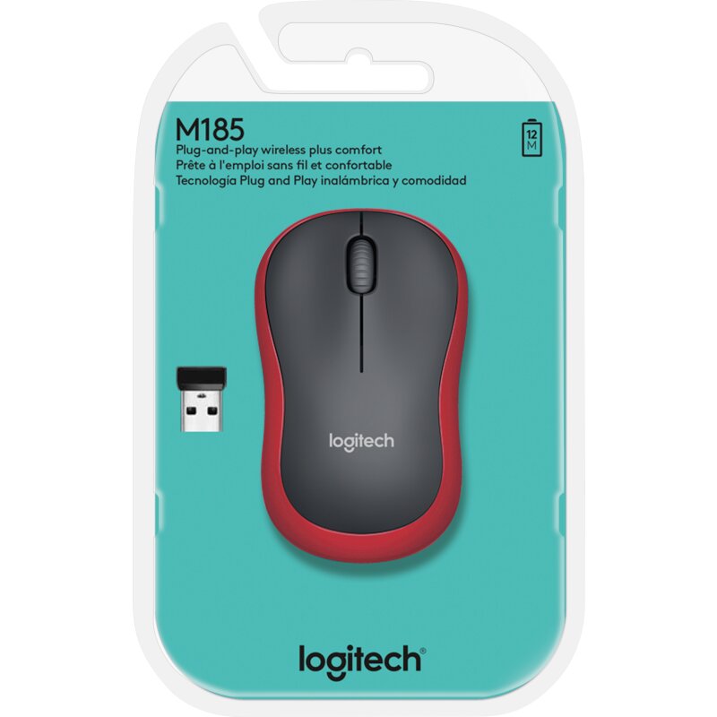 Logitech Maus M185, Wireless, rot von LOGITECH