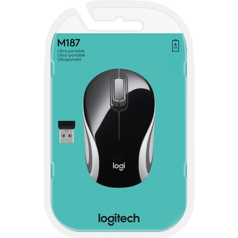Logitech Maus M187, Ultra Portable, Wireless, schwarz von LOGITECH