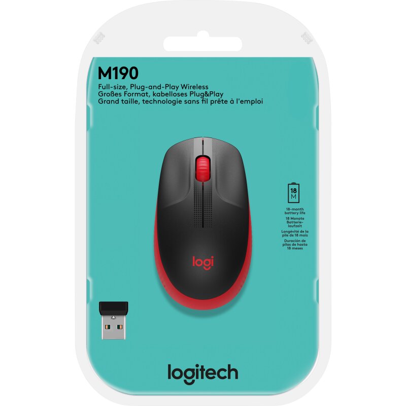 Logitech Maus M190, Wireless, rot Logitech Maus M190, Wireless, rot von LOGITECH