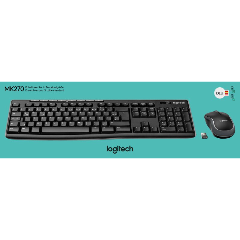 Logitech Tastatur/Maus Set MK270, Wireless, schwarz von LOGITECH