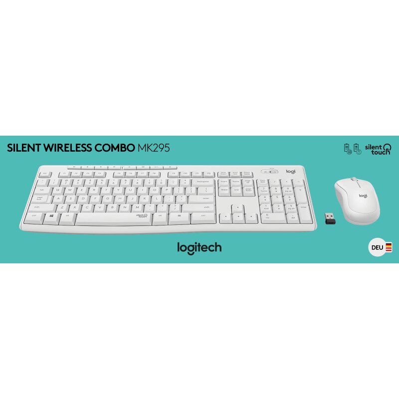 Logitech Tastatur/Maus Set MK295, Wireless, weiss von LOGITECH
