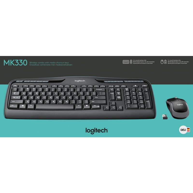 Logitech Tastatur/Maus Set MK330, Wireless, schwarz von LOGITECH