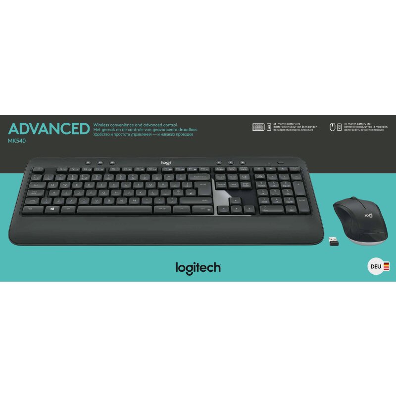 Logitech Tastatur/Maus Set MK540, Wireless, Unifying, schwarz von LOGITECH