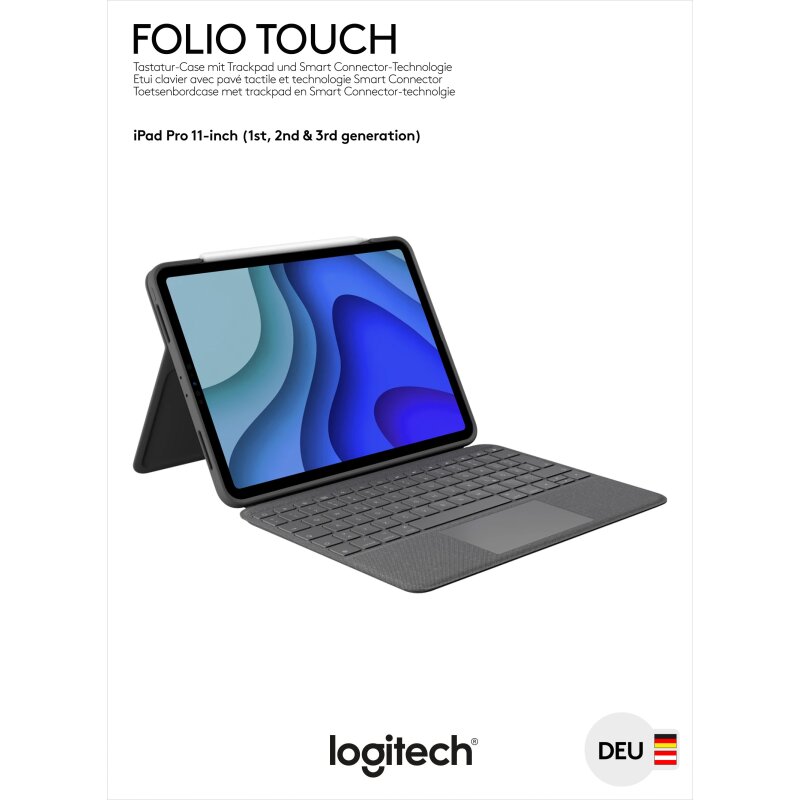Logitech Tastatur Folio Touch, Smart Connector, grafit von LOGITECH