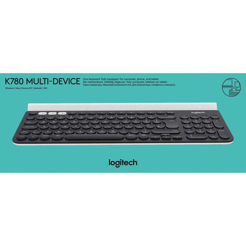 Logitech Tastatur K780, Wireless, Unifying, Bluetooth, schwarz von LOGITECH