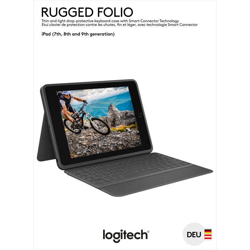 Logitech Tastatur Rugged Folio, Smart Connector, grafit von LOGITECH