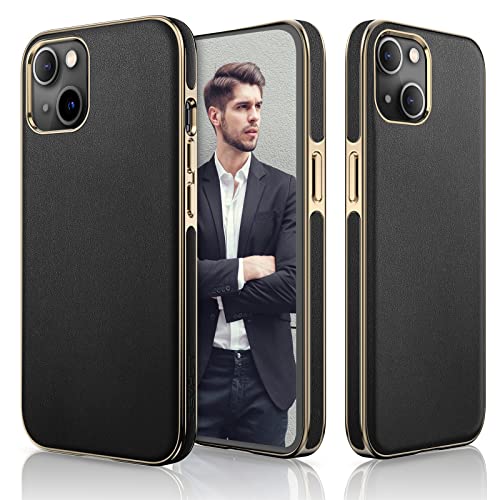LOHASIC Entworfen für iPhone 13, luxuriöse Business-Premium-Schutzhülle, weich, kratzfest, stoßfest, kompatibel mit iPhone 13, 15,5 cm (6,1 Zoll), 2021 5G, Schwarz / goldfarben von LOHASIC