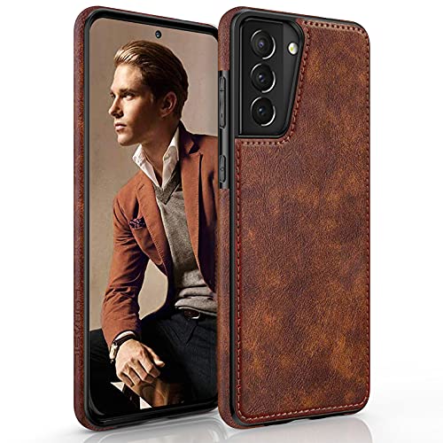 LOHASIC Für Galaxy S21 Plus Hülle 5G, Premium Leder Luxus Business PU Rutschfester Griff Stoßfest Bumper Ganzkörper Schutzhülle Herren Handyhülle für Samsung Galaxy S21+ Plus 6,7 Zoll - Braun von LOHASIC