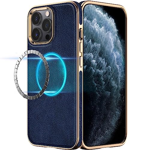 LOHASIC Schutzhülle für iPhone 13 Pro, kompatibel mit MagSafe, klassisch, PU-Leder, beste Designer-Schutzhülle, rutschfest, weich, flexibel, für iPhone 13 Pro (2021), 6,1 Zoll (15,5 cm), 5G, Blau von LOHASIC