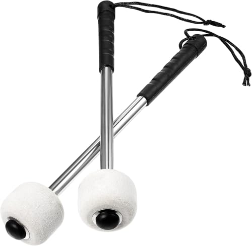 Trommelstöcke Marschschlägel Bass Mallet Drum Stick mit Wollfilz Filzkopf Edelstahl Griff, 2 Stück Trommelstöcke Marschtrommel Schlägel Drumstick Kopf Percussion Zubehör Trommelstöcke Marschschlägel Bass Mallet Drum Stick mit Wollfilz Filzkopf Edelstahl Griff, 2 Stück Trommelstöcke Marschtrommel Schlägel Drumstick Kopf Percussion Zubehör von LOHOM