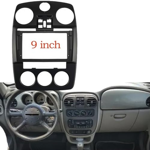 Auto-Audio-Rahmen 2-DIN-Autoradio-Blendenrahmen-Adapter/Passend for Chrysler-PT-Cruiser 2005-2010, 9 Zoll großer Bildschirm, 2DIN-Armaturenbrett-Einbaurahmen-Kit Autoradio Radioblende Doppel,Autoradio von LOHWSTRFG