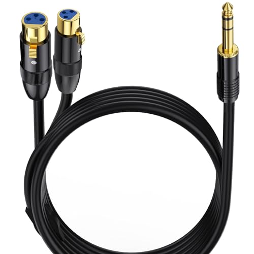 LOKEKE 0,5 M Dual-XLR-Buchse auf 6,35 mm (1/4 Zoll) Klinken-Stereo-Stecker Y-Splitter-Kabel, unsymmetrisches 2-XLR-Buchse auf Viertel-Zoll-Adapter-Patchkabel von LOKEKE