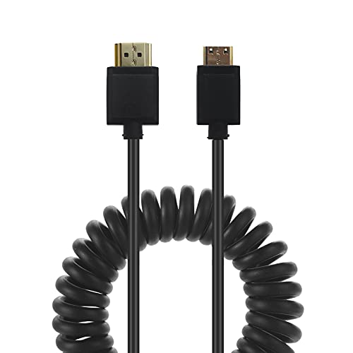 LOKEKE 4K Spiralkabel, Mini-HDMI auf HDMI 2.0, Standard-HDMI-Stecker auf Mini-HDMI-Stecker, Kabeladapter, 4K2K @ 60Hz, Ethernet, 3D-Audio-Return, kompatibel mit Kamera/Camcorder/Latop/Tablet (1,2 m) von LOKEKE