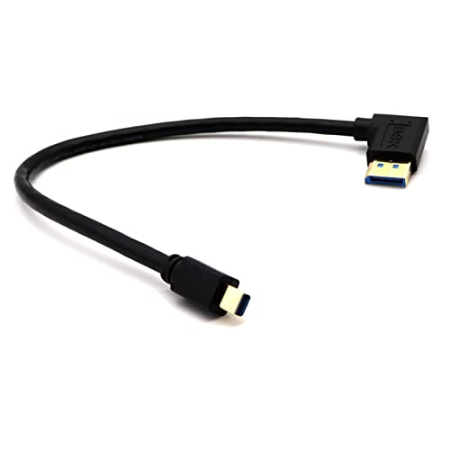 LOKEKE 8K Mini DisplayPort auf DispalyPort 1.4 Kabel, vergoldet, 8K @ 60Hz 4K @ 120Hz Mini DP auf DP Stecker mit 90 Grad links abgewinkeltem Kabelkabel für HDR 3D-Geräte (M links auf M) von LOKEKE