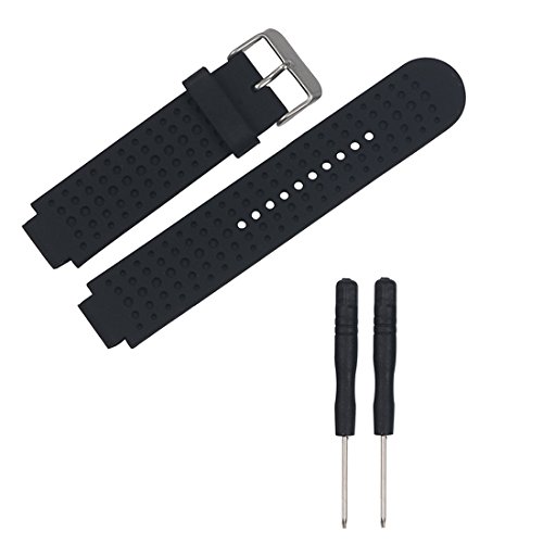 LOKEKE Ersatzarmband für Garmin Forerunner 25 (groß) Smart Watch Ersatzband Silikon Armband für Garmin Forerunner 25 große GPS Laufuhr (Silikon schwarz) von LOKEKE