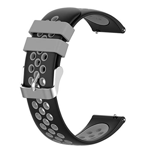 LOKEKE Ersatzarmband für Garmin Vivoactive 4 – 22 mm zweifarbiges Ersatz-Silikon-Armband für Garmin Vivoactive 4 (Silikon schwarz + grau) von LOKEKE