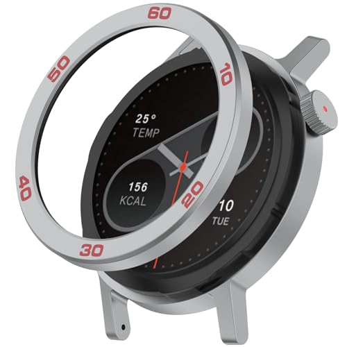 LOKEKE Kompatibel mit CMF Watch Pro 2 Lünette Ring Selbstklebende Abdeckung Anti Scratch Schutz Cover Kompatibel mit CMF Watch Pro2 Smartwatch mit Displayschutzfolie (Silbergraut) von LOKEKE