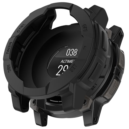 LOKEKE Kompatibel mit Garmin Instinct E Schutzhülle, Silikon-Schutzhülle, kompatibel mit Garmin Instinct E, 45 mm (schwarz) von LOKEKE