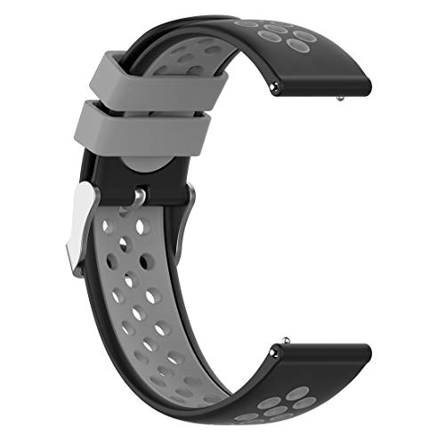 LOKEKE Kompatibel mit Garmin Venu Ersatz-Armband – 20 mm zweifarbiges Ersatz-Silikon-Armband kompatibel mit Garmin Venu/Vivoactive 3 Music (Silikon schwarz + grau) von LOKEKE