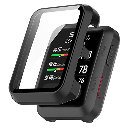 LOKEKE Kompatibel mit Huawei Watch D, vollständige Abdeckung, PC-Schutzhülle, gehärtetes Glas, Displayschutzfolie (PC schwarz) von LOKEKE