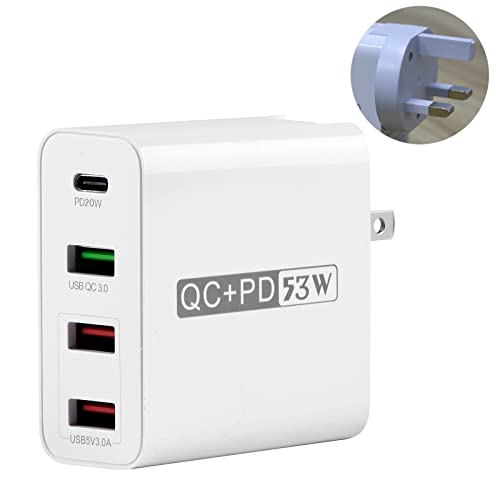 LOKEKE USB-C-Ladestation für mehrere Geräte, tragbar, 53 W, 4 Ports, USB-Ladestation, Organizer-Adapter mit Typ-C-PD-Schnellladegerät und QC 3.0, für Telefone, Tablets, Pad-Kameras von LOKEKE