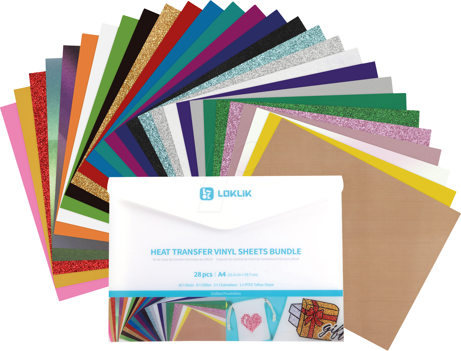 LOK HTV1678 - Vinylfolie mit Teflonmatte, A4, 27 Farben LOK HTV1678 - Vinylfolie mit Teflonmatte, A4, 27 Farben von LOKLIK