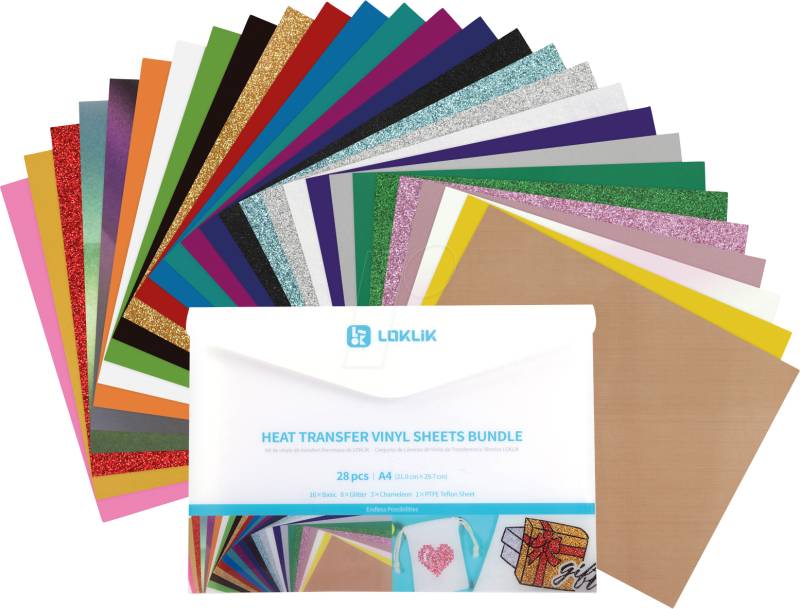 LOK HTV1678 - Vinylfolie mit Teflonmatte, A4, 27 Farben von LOKLIK