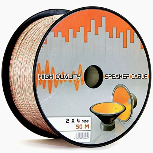 LOKMANN 50 Meter 2 x 4,0 mm² Lautsprecherkabel CCA-Kupfer Transparent PVC- Dielektrikum Speaker Hifi Boxen Cable (50m, 2x4mm) von LOKMANN