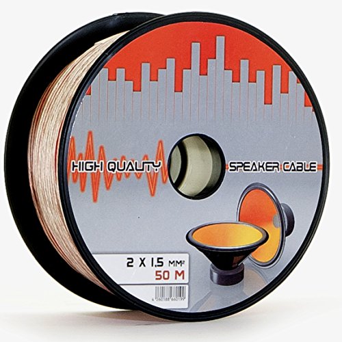 Lokmann 50 Meter 2 x 1,5 mm² Lautsprecherkabel CCA-Kupfer Transparent PVC- Dielektrikum Speaker Hifi Boxen Cable (50m, 2x 1,5mm) von LOKMANN