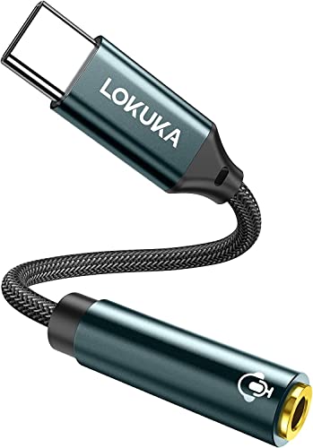 LOKUKA USB C auf 3,5mm Klinke Adapter, USB C Aux Adapter HiFi DAC Chip Kopfhörer Audio Adapter kompatibel mit Samsung S22/S21/S20/S10/S9/Note20/Note10, Pixel 6/5/4, iPad, OnePlus7, Xiaomi, Huawei von LOKUKA