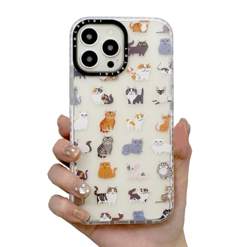 LOLAGIGI Schutzhülle für iPhone 13, niedliche Katze, Cartoon-Kunst, Tierdruck, mädchenhaftes Design, Kawaii, ästhetisches Cartoon-Muster für Mädchen, Teenager, weiche TPU-Handyhülle (6,1 Zoll) von LOLAGIGI