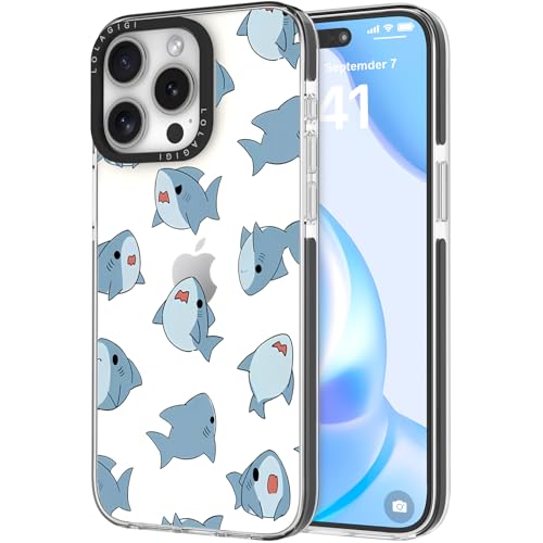LOLAGIGI Schutzhülle für iPhone 15 Pro Max, niedliche blaue Haie, Kawaii, lustiges Design, ästhetisches Cartoon-Muster für Damen, Mädchen, Teenager, transparent, weiche TPU-Hülle, 17 cm (6,7 Zoll) LOLAGIGI Schutzhülle für iPhone 15 Pro Max, niedliche blaue Haie, Kawaii, lustiges Design, ästhetisches Cartoon-Muster für Damen, Mädchen, Teenager, transparent, weiche TPU-Hülle, 17 cm (6,7 Zoll) von LOLAGIGI