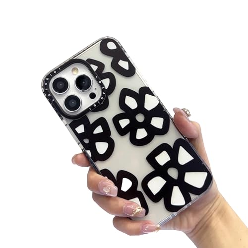 LOLAGIGI Schutzhülle für iPhone 16 Plus, niedliches schwarz-weißes Blumendruck, Kawaii-Design, ästhetisches Cartoon-Muster für Damen, Mädchen, Teenager, weiche TPU-Handyhülle, 17 cm (6,7 Zoll) von LOLAGIGI