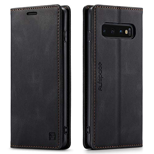 LOLFZ Handyhülle für Samsung Galaxy S10 Plus, Vintage Dünne Schutzhülle RFID Schutz Kartenfach Standfunktion PU Leder Magnetische Klapphülle Kompatibel mit Galaxy S10 Plus - Schwarz LOLFZ Handyhülle für Samsung Galaxy S10 Plus, Vintage Dünne Schutzhülle RFID Schutz Kartenfach Standfunktion PU Leder Magnetische Klapphülle Kompatibel mit Galaxy S10 Plus - Schwarz von LOLFZ