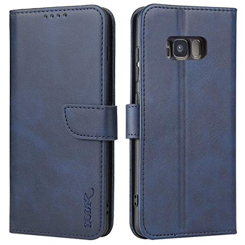 LOLFZ Hülle für Samsung Galaxy S8 Plus, Premium PU Leder Handyhülle mit Kartenfach Ständer Magnetische Schutzhülle für Samsung Galaxy S8 Plus - Blau von LOLFZ