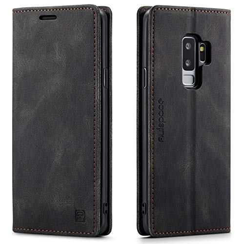 LOLFZ Handyhülle für Samsung Galaxy S9 Plus, Vintage Dünne Schutzhülle RFID Schutz Kartenfach Standfunktion PU Leder Magnetische Klapphülle Kompatibel mit Galaxy S9 Plus - Schwarz LOLFZ Handyhülle für Samsung Galaxy S9 Plus, Vintage Dünne Schutzhülle RFID Schutz Kartenfach Standfunktion PU Leder Magnetische Klapphülle Kompatibel mit Galaxy S9 Plus - Schwarz von LOLFZ