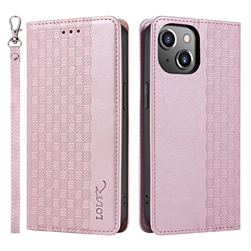 LOLFZ Hülle für iPhone 14 Plus, Leder Handyhülle Kartenfach Ständer Handschlaufe Magnetische Klappbare Stoßfeste Schutzhülle für iPhone 14 Plus - Rosegold LOLFZ Hülle für iPhone 14 Plus, Leder Handyhülle Kartenfach Ständer Handschlaufe Magnetische Klappbare Stoßfeste Schutzhülle für iPhone 14 Plus - Rosegold von LOLFZ