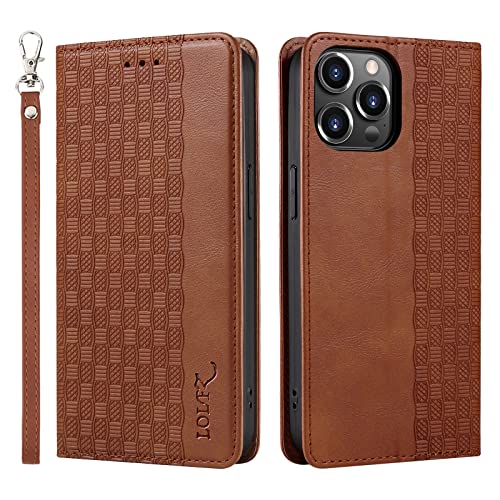 LOLFZ Hülle für iPhone 14 Pro, Leder Handyhülle Kartenfach Ständer Handschlaufe Magnetische Klappbare Stoßfeste Schutzhülle für iPhone 14 Pro - Braun LOLFZ Hülle für iPhone 14 Pro, Leder Handyhülle Kartenfach Ständer Handschlaufe Magnetische Klappbare Stoßfeste Schutzhülle für iPhone 14 Pro - Braun von LOLFZ