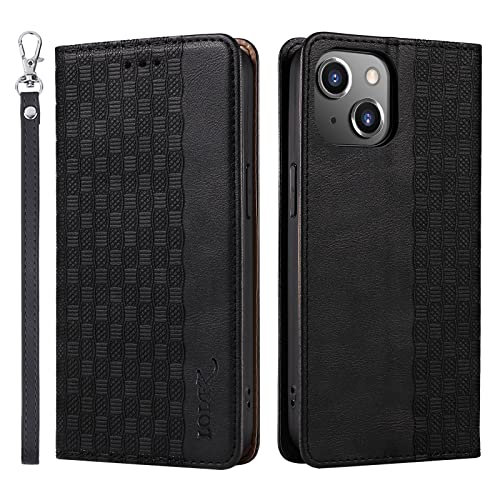 LOLFZ Hülle für iPhone 15, Leder Handyhülle Kartenfach Ständer Handschlaufe Magnetische Klappbare Stoßfeste Schutzhülle für iPhone 15 - Schwarz LOLFZ Hülle für iPhone 15, Leder Handyhülle Kartenfach Ständer Handschlaufe Magnetische Klappbare Stoßfeste Schutzhülle für iPhone 15 - Schwarz von LOLFZ