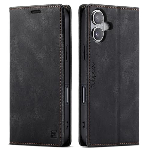 LOLFZ Hülle für iPhone 16 Plus, Vintage Dünne PU Leder Handyhülle mit RFID Schutz Kartenfach Ständer Magnetische Flip Schutzhülle Kompatibel mit iPhone 16 Plus - Schwarz LOLFZ Hülle für iPhone 16 Plus, Vintage Dünne PU Leder Handyhülle mit RFID Schutz Kartenfach Ständer Magnetische Flip Schutzhülle Kompatibel mit iPhone 16 Plus - Schwarz von LOLFZ