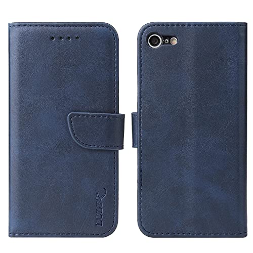 LOLFZ Hülle für iPhone 6 Plus iPhone 6S Plus, Premium PU Leder Handyhülle mit Kartenfach Ständer Magnetische Stoßfeste Schutzhülle für iPhone 6 Plus 6S Plus - Blau von LOLFZ