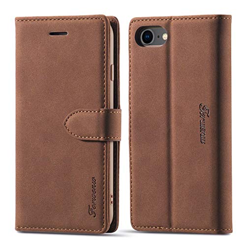 LOLFZ Hülle für iPhone 7/8/SE 2020/SE 2022, Premium PU Leder Handyhülle mit Kartenfach Ständer Magnetische Schutzhülle - Braun LOLFZ Hülle für iPhone 7/8/SE 2020/SE 2022, Premium PU Leder Handyhülle mit Kartenfach Ständer Magnetische Schutzhülle - Braun von LOLFZ