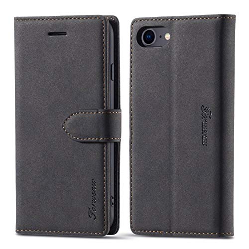 LOLFZ Hülle für iPhone 7 iPhone 8 iPhone SE 2020 iPhone SE 2022, Premium PU Leder Handyhülle mit Kartenfach Ständer Magnetische Schutzhülle Kompatibel mit iPhone 7/8/SE 2020/SE 2022 - Schwarz LOLFZ Hülle für iPhone 7 iPhone 8 iPhone SE 2020 iPhone SE 2022, Premium PU Leder Handyhülle mit Kartenfach Ständer Magnetische Schutzhülle Kompatibel mit iPhone 7/8/SE 2020/SE 2022 - Schwarz von LOLFZ
