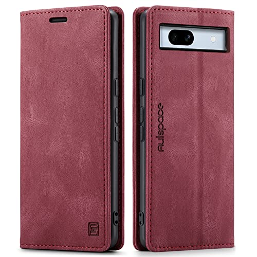 LOLFZ Wallet Case für Google Pixel 7a, magnetische Klapphülle aus Leder mit RFID-Block-Kartenfächern, Ständer, stoßfeste Schutzhülle, kompatibel mit Google Pixel 7a, Rot von LOLFZ