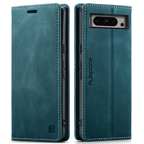 LOLFZ Wallet Case für Google Pixel 8 Pro, magnetische Klapphülle aus Leder mit RFID-Block, Kartenfächern, Ständer, stoßfeste Schutzhülle, kompatibel mit Google Pixel 8 Pro - Blau von LOLFZ
