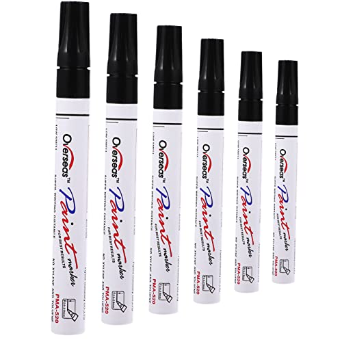 LOLIPPYY 6 Stück Textmarker farbig schreibkladde stempelstifte für wachsstifte Holzstifte Acrylstifte werkzeug Graffiti-Markerstifte Autolackstift Zeichenstifte Ballaststoff Black von LOLIPPYY