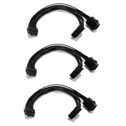 LOLPALONE 3 x Netzteil für Grafikkarte GPU 6 Pin ein Mini 12 Pin für Serie RTX30 3070 3080 3090, 7,8 Zoll (20 cm) von LOLPALONE